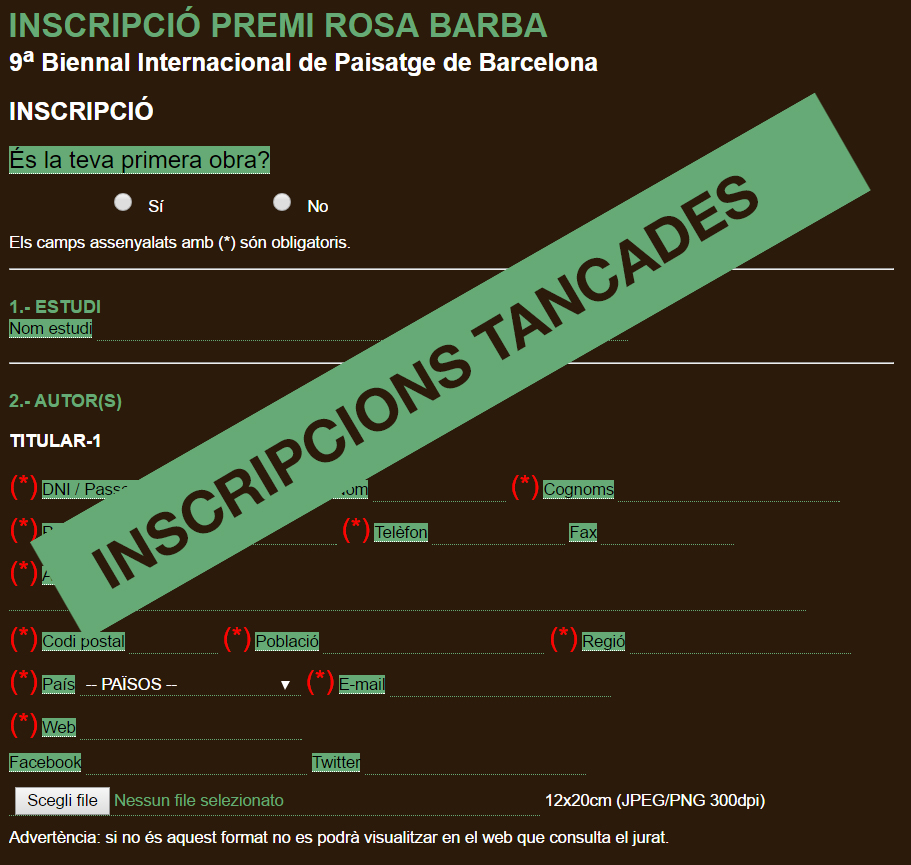 Inscripcions tancades